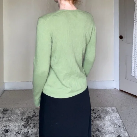 Charter Club 2 Ply 100% Cashmere Women's Green Sweater Shirt Soft Comfy Summer - Picture 12 of 14